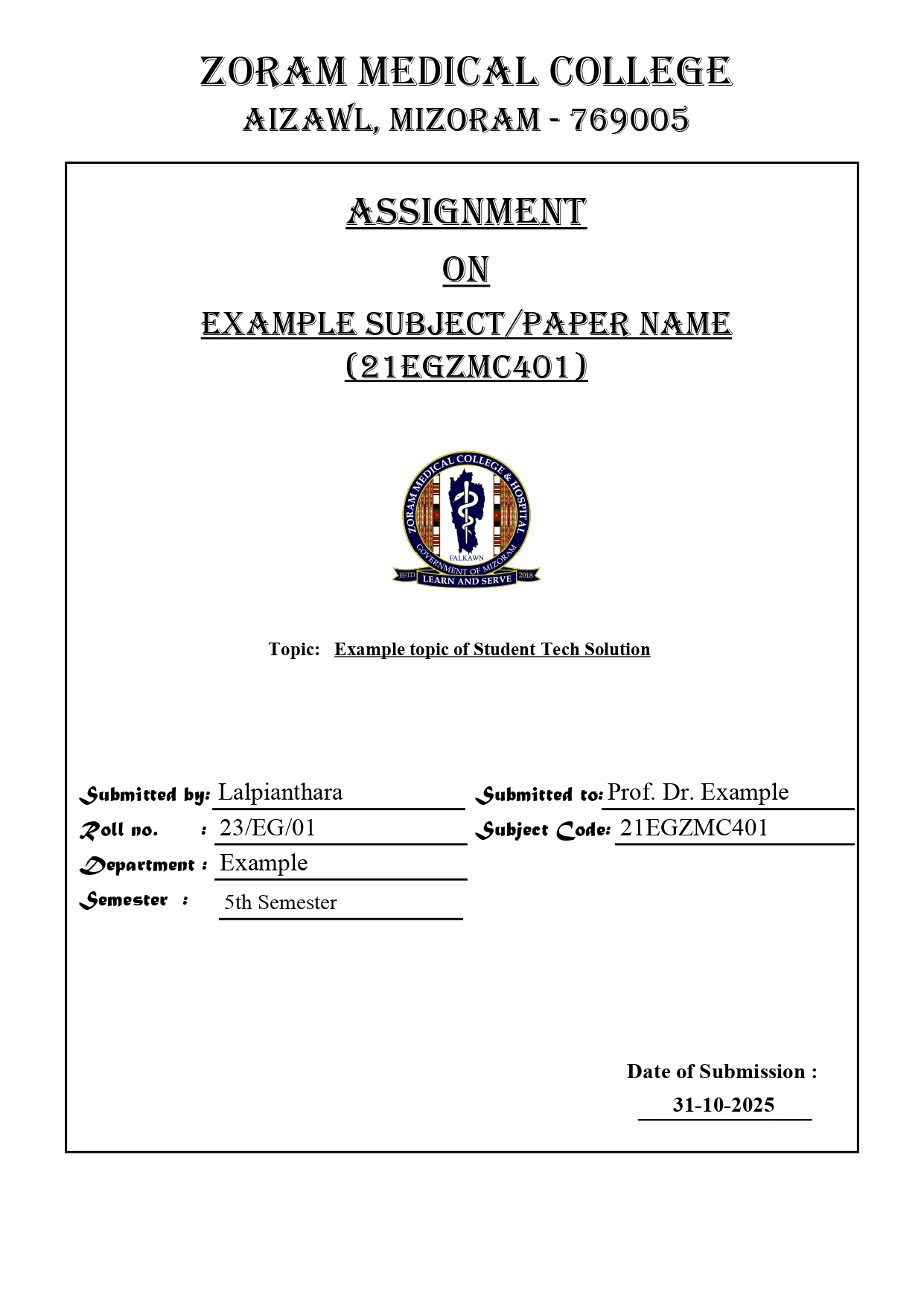 Cover Page for a Business Report